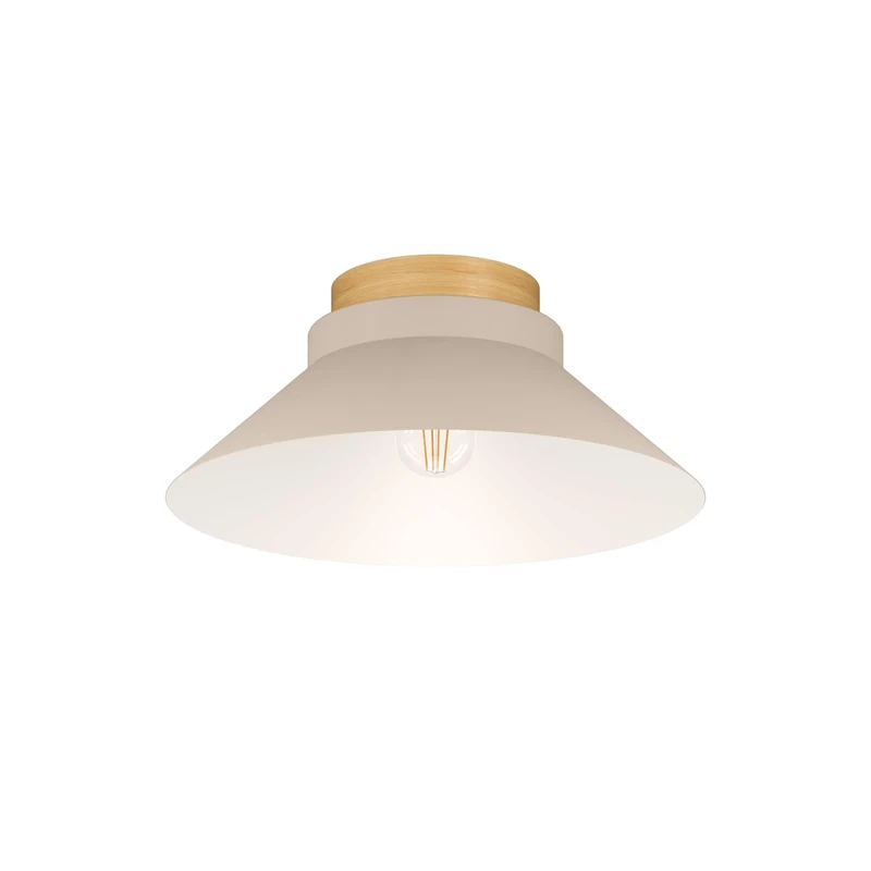 EGLO Ceiling light fixture Moharras, ceiling lamp in Scandinavian and boho design, FSC100HB, natural wood and sand coloured metal, living room and hallway lighting, E27 socket