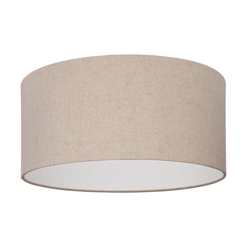 Eglo Ceiling Light Fixture Feniglia, Flush Ceiling lamp, Round Living Room and Bedroom Lighting, Natural Linen and Black Metal, E27 Socket, Ø 19"