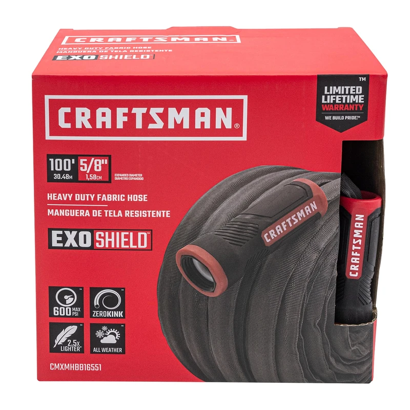 Craftsman CMXMHBB16551 Heavy Duty Fabric Hose 100 Ft.x5/8 in Garden, Black, 100'