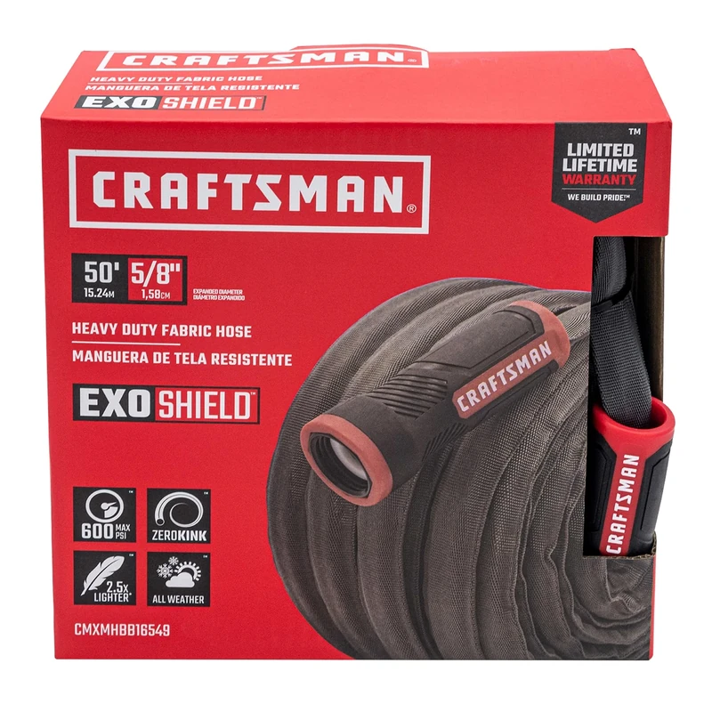 Craftsman CMXMHBB16549 Heavy Duty Fabric Hose 50 Ft.x5/8 in Garden, Black