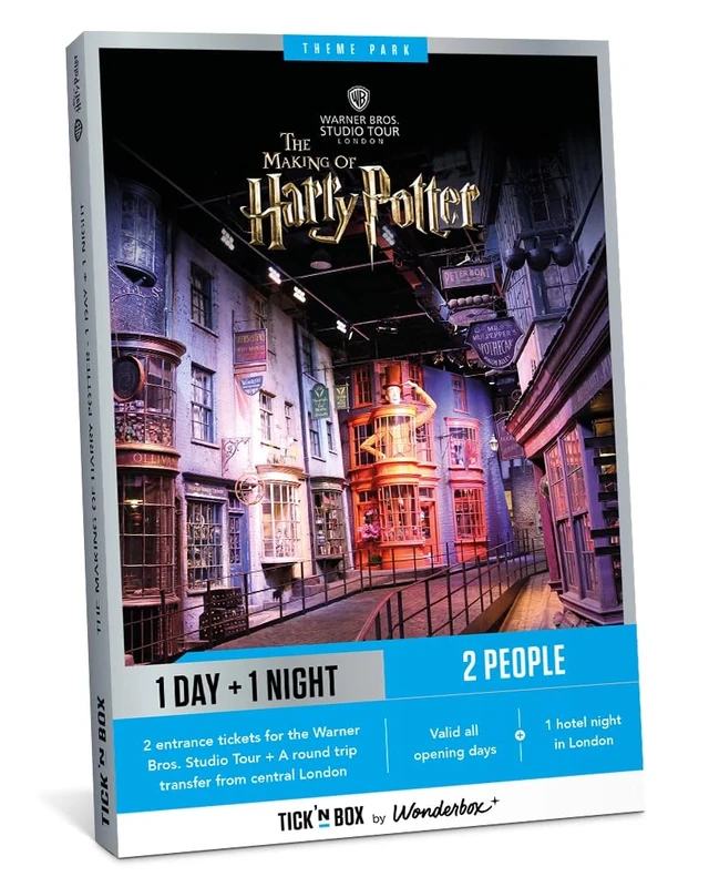 Tick&Box - Gift Box - Harry Potter Studio Stay - Visit the Warner Bros Studio Tour in London - 1 Day entry for 2, 1 Night Stay & Transfer from London - Harry Potter Gift Idea - Valid for 2 years