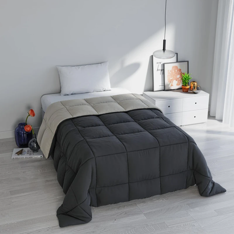 Italian Bed Linen ELEGANT Winter Quilt, Dark Grey/Light Grey, 170x260cm