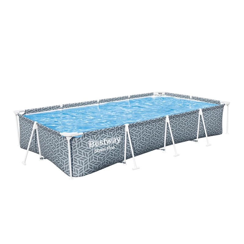 Bestway | Steel Pro Rectangle Above Ground Poo, Leaf Shape Pattern Swimming Pool, 3.66 m x 2.01 m x 66 cm
