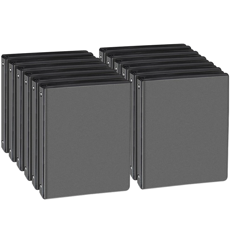 1/2-inch 3 Ring Binder with 2 Interior Pockets, 0.5'' Basic Binders Holds US Letter Size 8.5'' x 11'' Paper - Durable, Versatile Binders for Office, Home, and School Use, 12 Pack