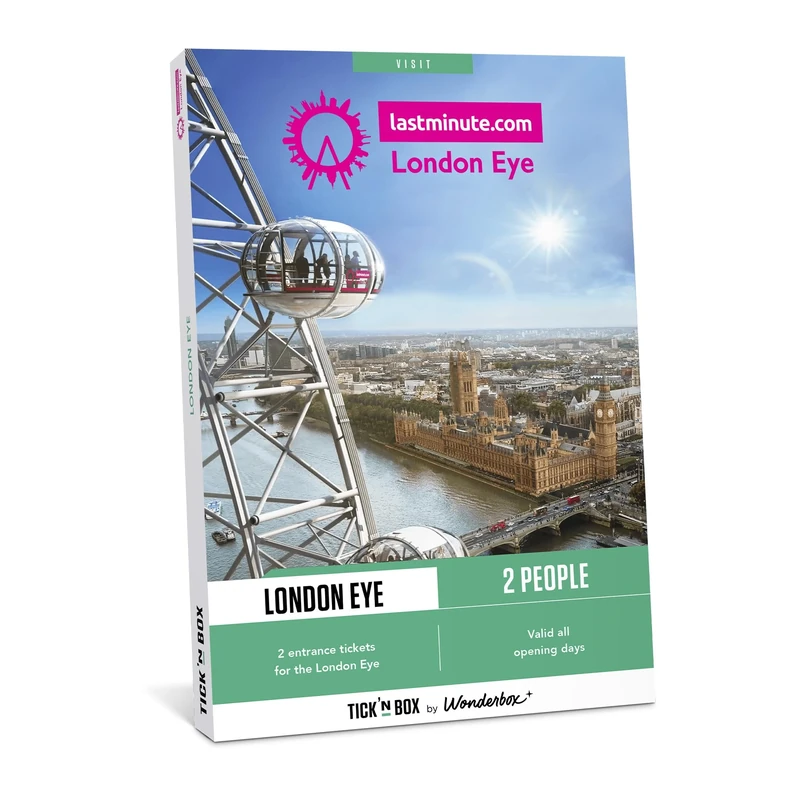 Tick&Box - Gift Box - London Eye Tickets for 2 - Discover Iconic Capital Landmarks Like Big Ben, The Shard, and the London Skyline - Unique Experience for a true Capitalsouvenir - Valid for 2 years