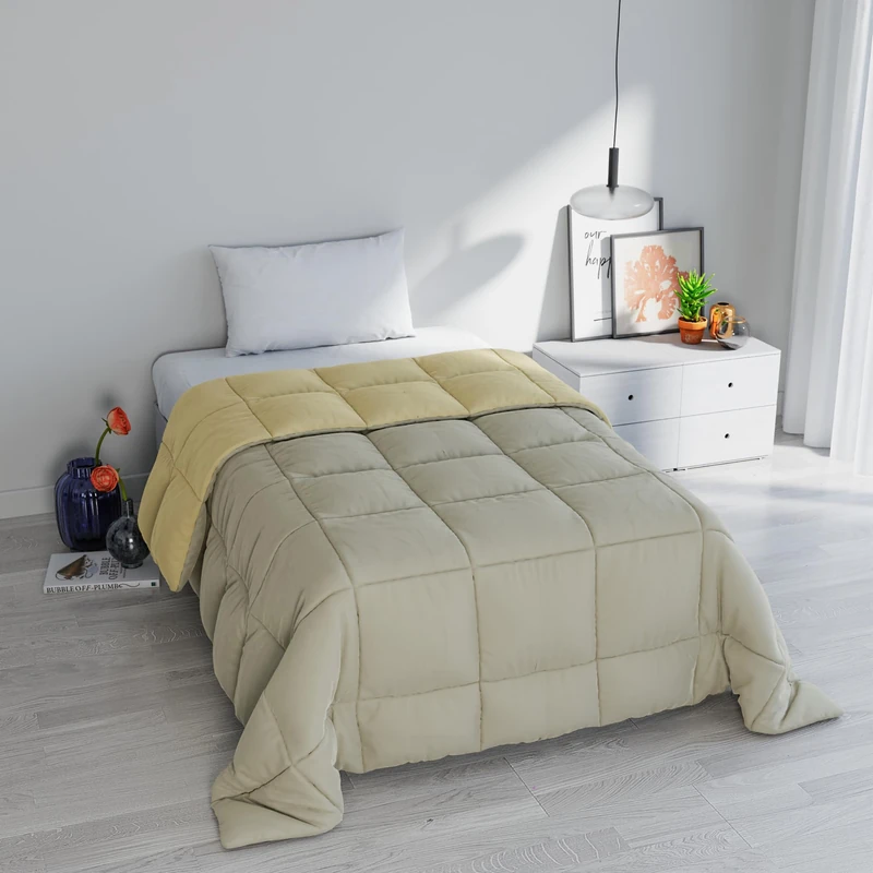 Italian Bed Linen ELEGANT Winter Quilt, Taupe/Cream, 170x260cm