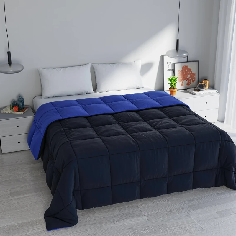 Italian Bed Linen ELEGANT Winter Quilt, Dark Blue/Royal Blue, 260x260cm