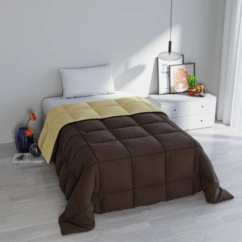 Italian Bed Linen ELEGANT Winter Quilt, Brown/Cream, 220x260cm