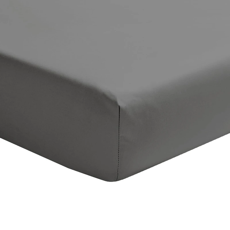 Essix Cotton Percale Fitted Sheet, Première, Basalt, 200 x 200 cm