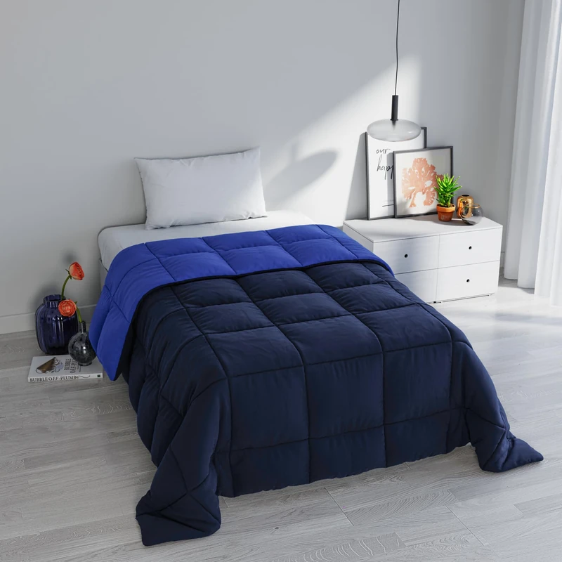 Italian Bed Linen ELEGANT Winter Quilt, Dark Blue/Royal Blue, 170x260cm