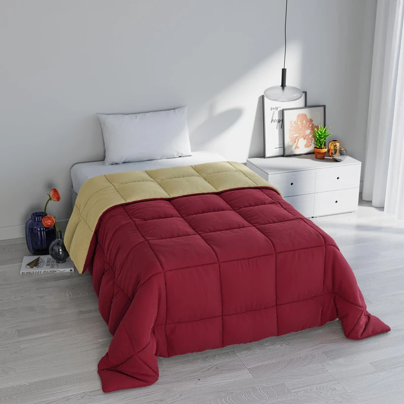 Italian Bed Linen ELEGANT Winter Quilt, Bordeaux/Cream, 220x260cm