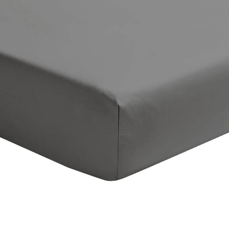 Essix Fitted Sheet with Adjustable Head and Foot in Cotton Percale Premiere Basalt, 2 x 80 x 200 cm