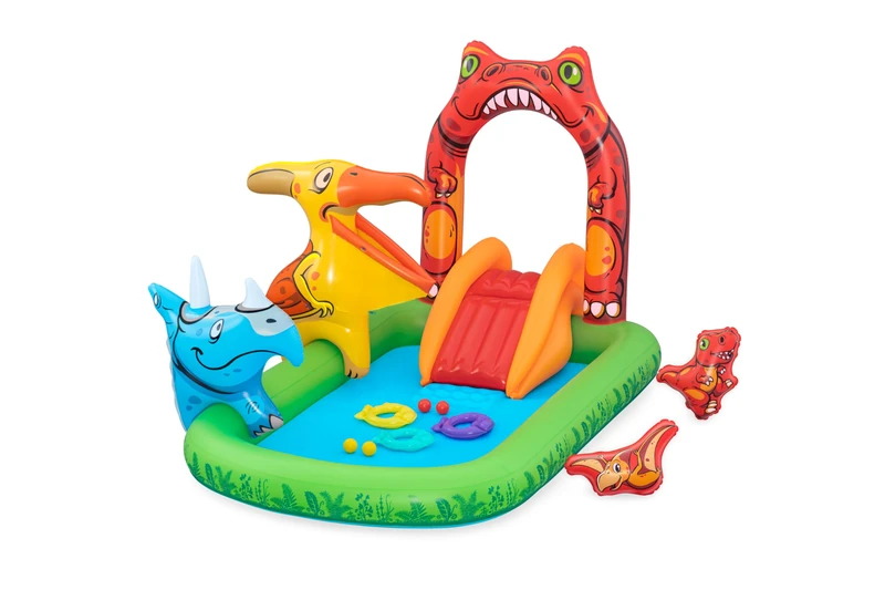 Bestway | Jurassic Inflatable Play Centre, Inflatable Water Play, Garden Water Play Toys, Water Slide with Repair Patch