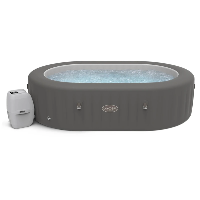 Lay-Z-Spa Mauritius 180 AirJet Massage System, Inflatable Hot Tub with Wifi, 5-7 Person, Grey