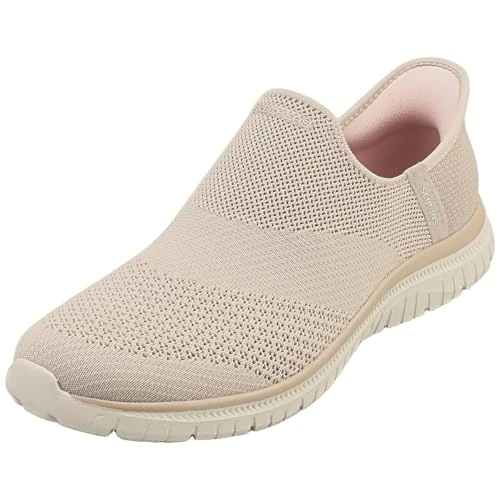 Skechers Women's Virtue Sleek Slip-On Sneakers, Taupe Knit, 4 UK
