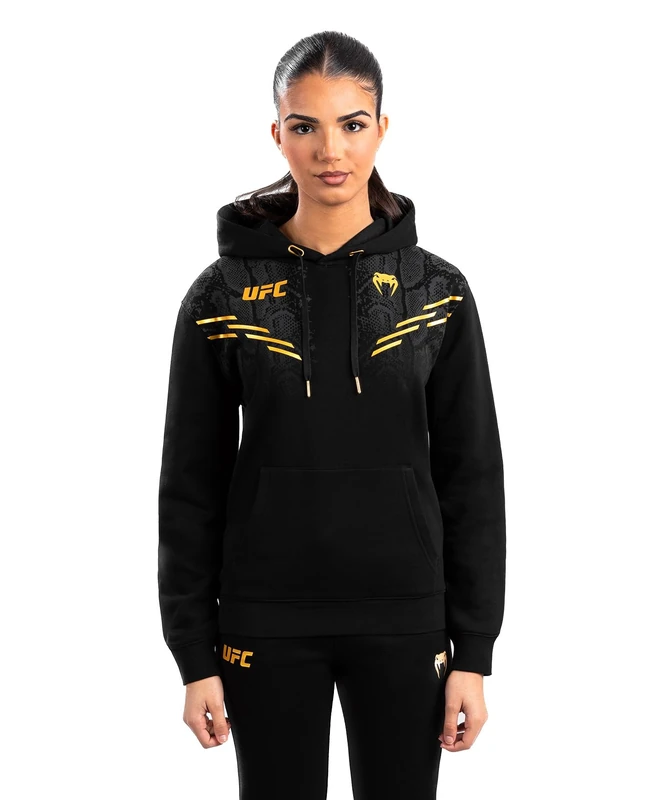 Venum, UFC Adrenaline Replica Women’s Pullover Hoodie, Women's, L, Black/Gold
