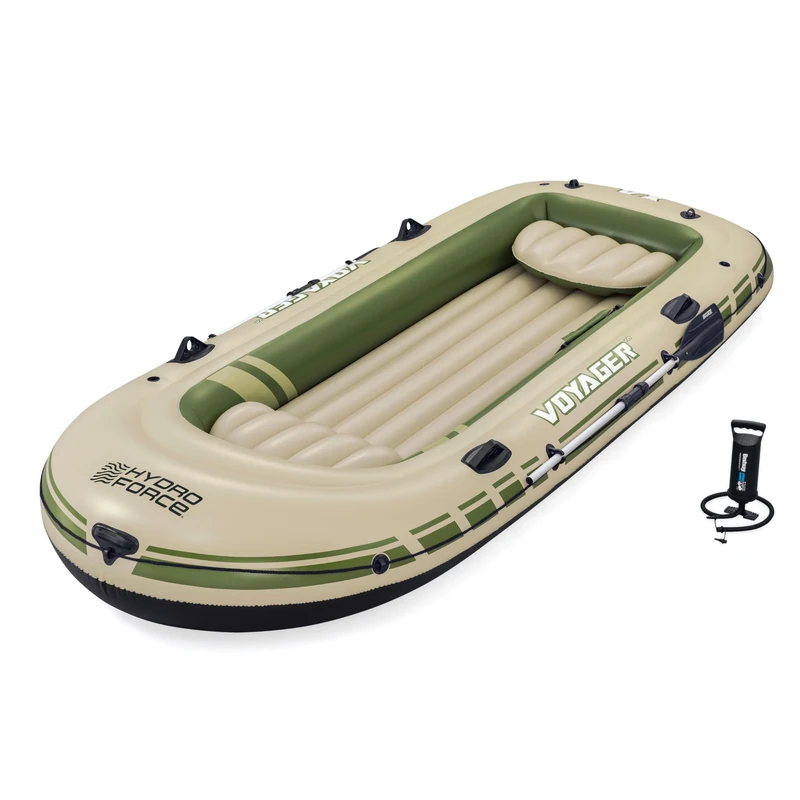Bestway | Hydro-Force Voyager X4 Inflatable Raft Set| Inflatable Boat with Hand Pump, Oars, Seats, Gear Pouch, Carry Bag | Four-Seater | Ideal for Fishing
