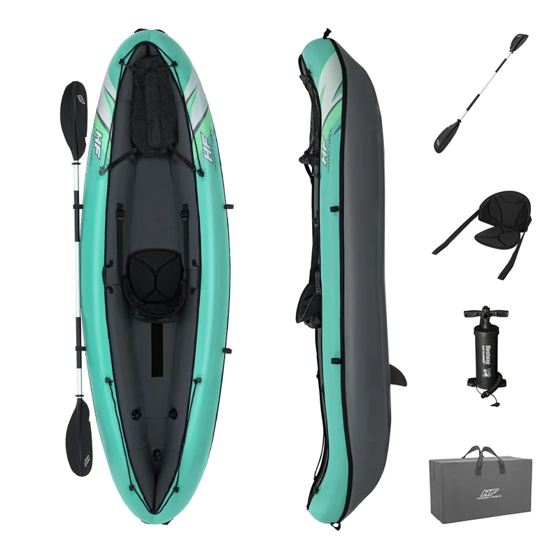 Bestway | Hydro-Force Ventura Elite X1 Kayak| Inflatable Boat Set with Hand Pump, Paddles, Seats, Fins and Storage Bag | One Seater