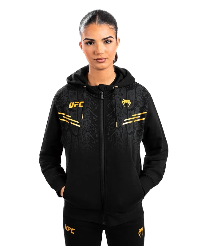 Venum, UFC Adrenaline Replica Women’s Zip Hoodie, Women's, XL, Black/Gold