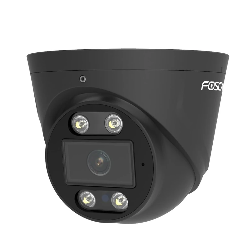 Foscam 5MP PoE Outdoor IP Dome Camera with Light Spots and T5EP Siren Black
