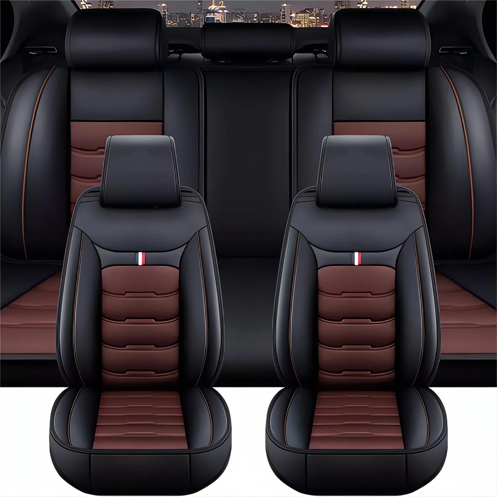 XENITE Car Seat Cover Sets for Land Rover Range Rover Evoque/Range Rover Evoque 2000-2023, Car Seat Covers Full Set Full Surround Custom Interior Accessories,BlackCoffee