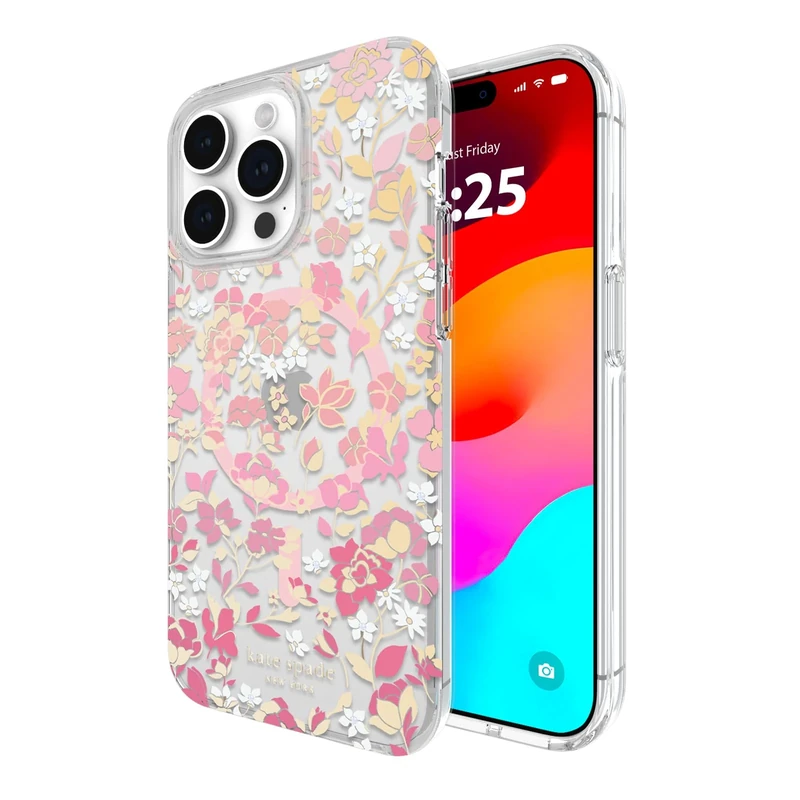 Kate Spade New York iPhone 15 Pro Max Case, Compatible with Mag Safe - Flowerbed Pink Ombre