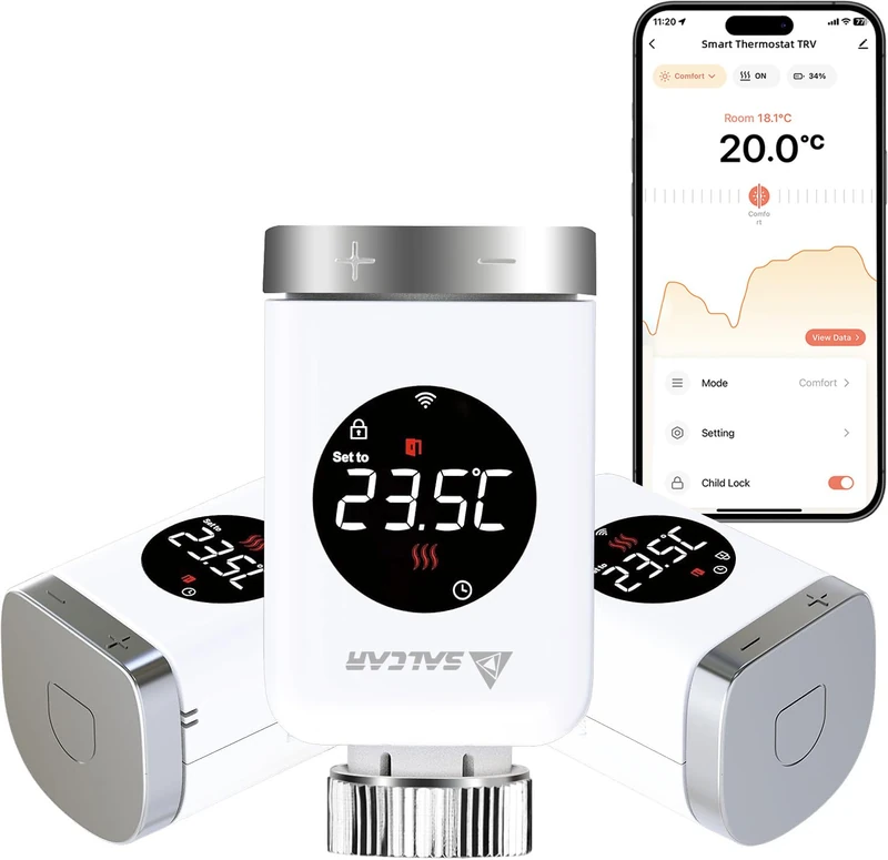 SALCAR TRV801W WiFi Thermostat Compatible with Amazon Alexa & Google Assistant Tuya Programmable Thermostat, No Gateway Required - Pack of 3