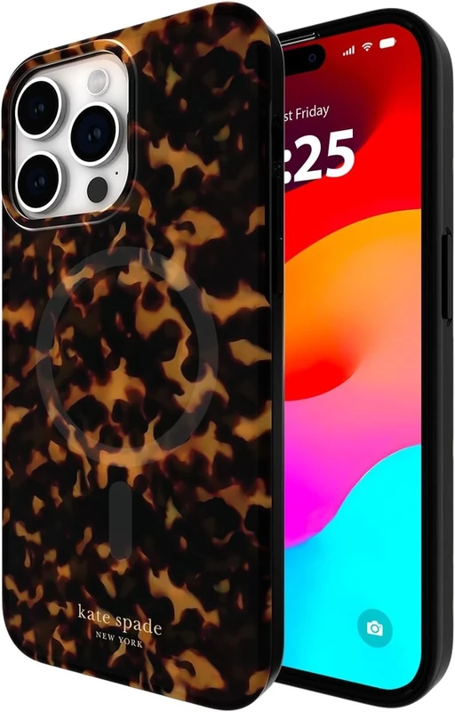 Kate Spade New York Case for iPhone 15 Pro Max, Compatible with Mag Safe - Transparent Tortoise
