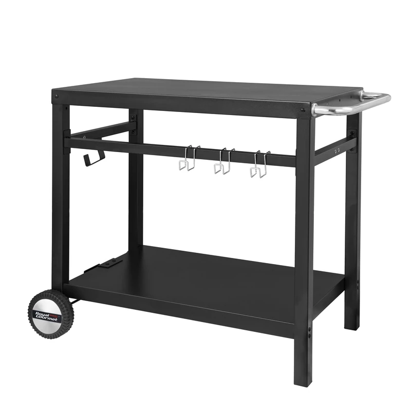 Royal Gourmet Outdoor Plancha Trolley, Metal Barbecue Trolley with Large Working Area, Suitable for Garden Trolls, Pizza Oven, 100.5 x 59 x 81 cm (Black)