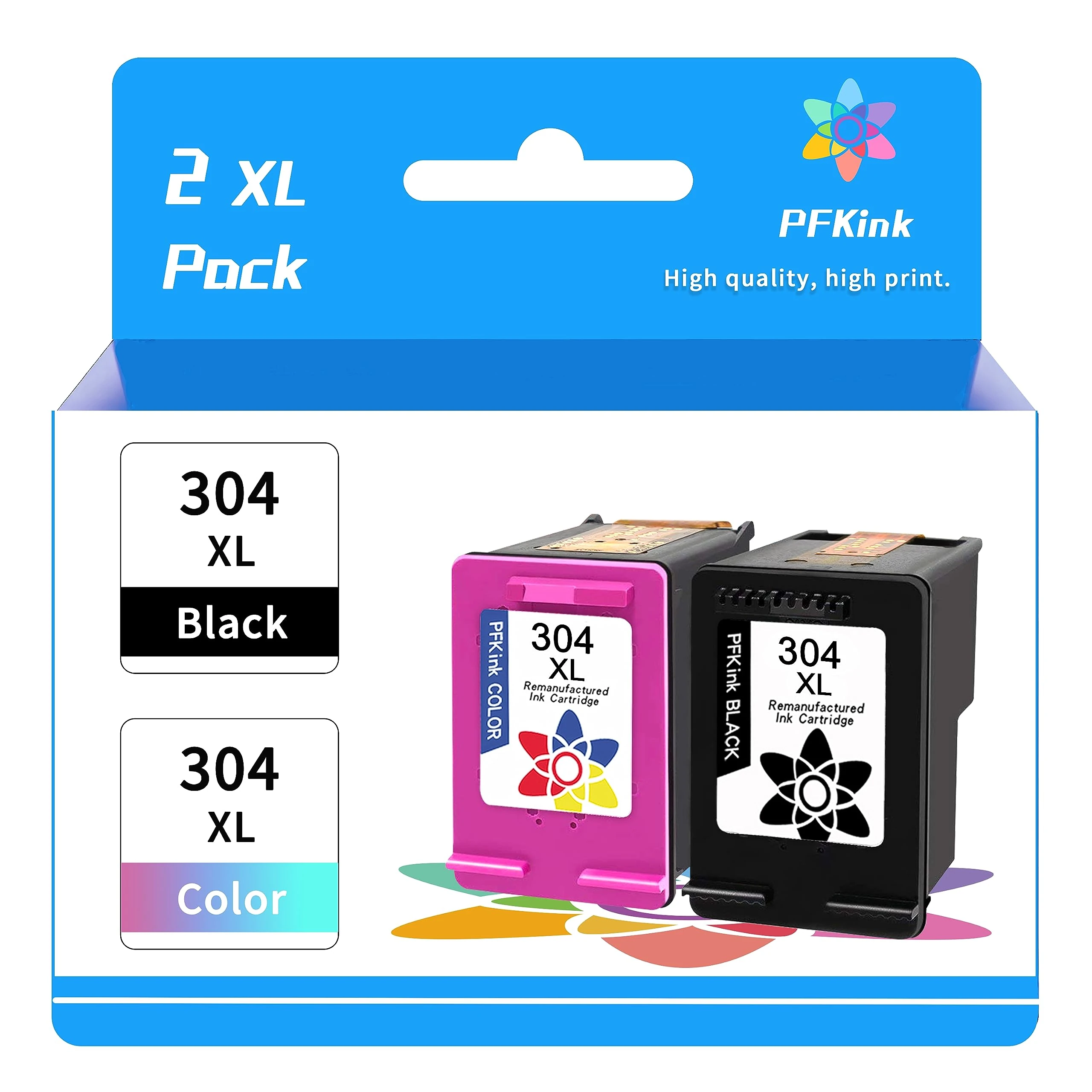 PFKink 304XL Ink Cartridges Combo Pack Replacement for 304 Black and Colour Compatible for Envy 5030 5032 5020 5010 Deskjet 3760 2630 3750 2620 2622 3720 3762 3730 3733 3735 3764.
