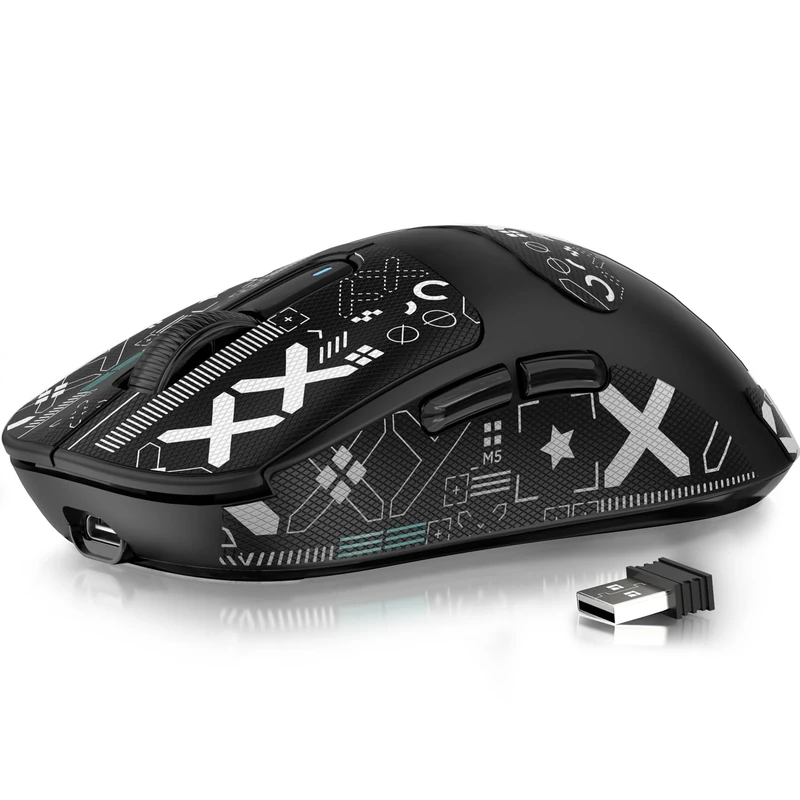 ATTACK SHARK X3 49g SUPERLIGHT Mouse with Tape, PixArt PAW3395 Gaming Sensor, BT/2.4G Wireless/Wired Gaming Mouse, 6 Adjustable DPI 26000, 200 Hrs Battery, Office Mice for Win11/Xbox/PS/Mac (Black)