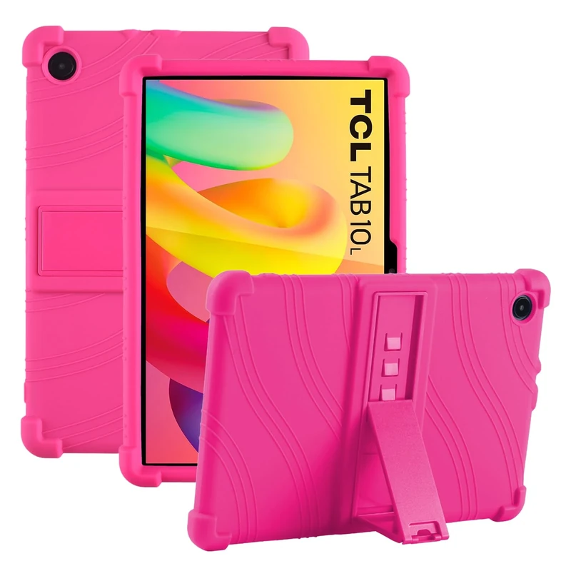 ATOOZ for TCL Tab 10L 10.1 Inch Tablet Case Kids 2022,Shockproof Soft Silicone Case for TCL Tab 10L (8491X) Tablet 10.1 with Stand (Rose)