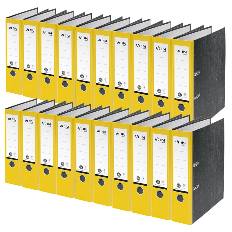 Leitz VON Leitz A4 Folder, 80mm Spine, Yellow, Pack of 20