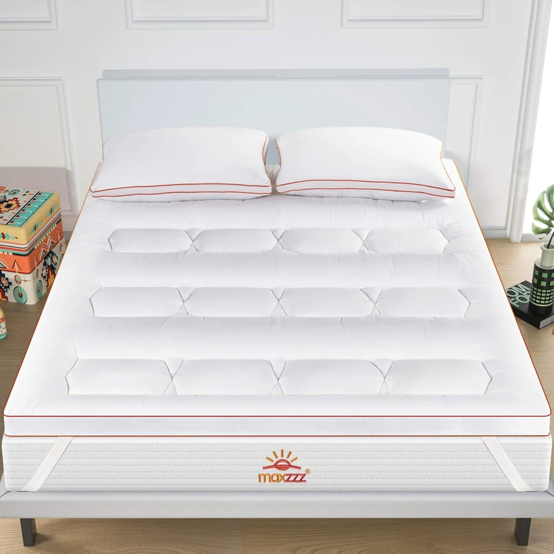 Maxzzz Mattress Topper 180 x 200 cm Breathable Microfibre Mattress Topper High Density 1200 g/m² Comfort Thickness 5 cm