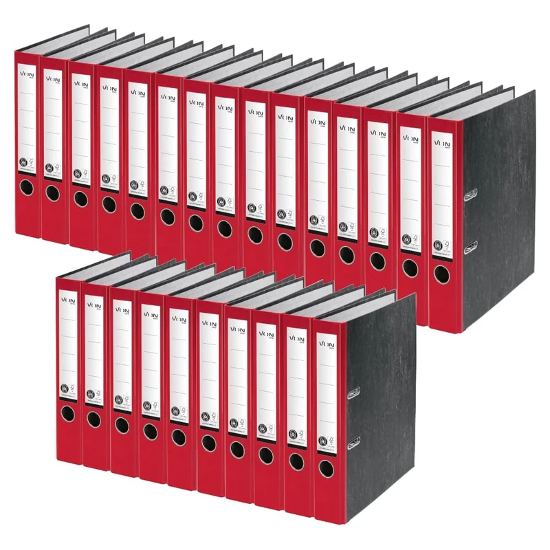 VON Leitz A4 Folder, 100% Recycled Paper, 50 mm Spine Width, for 350 Sheets, Blue Angel & FSC Certified, for School, Study & Home, Red, 10540025