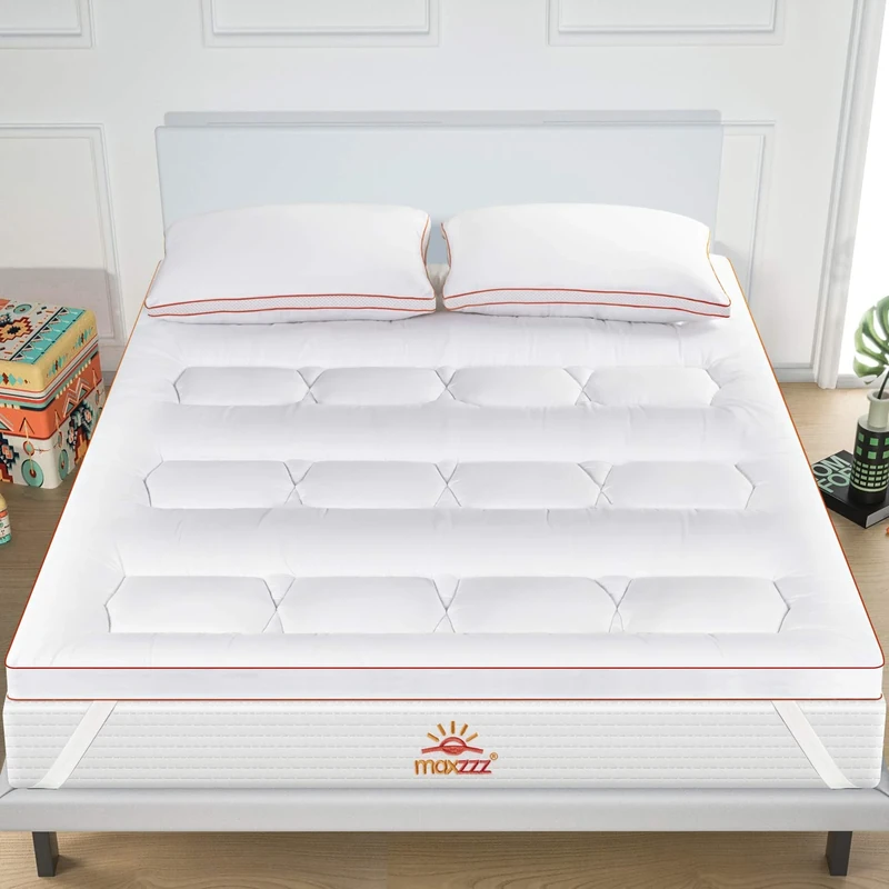 Maxzzz Mattress Topper 140 x 200 cm Breathable Microfibre Mattress Topper High Density 1200 g/m² Comfort Thickness 5 cm