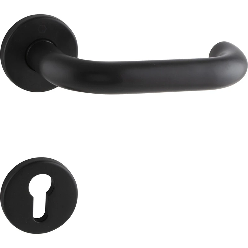 HOPPE Paris 12163703 Door Handle Set on Rosette Toilet 37-42 mm Matte Stainless Steel Black