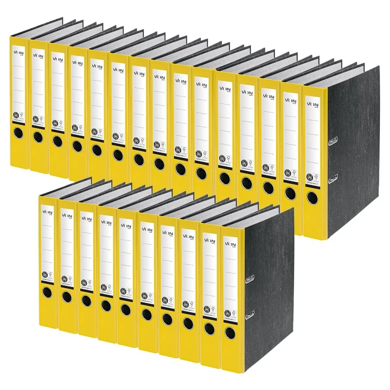 VON Leitz 10540015 Folder A4, 100% Recycled Paper, 50 mm Spine Width, for 350 Sheets, Blue Angel & FSC Certified, for School, Study & Home, Yellow