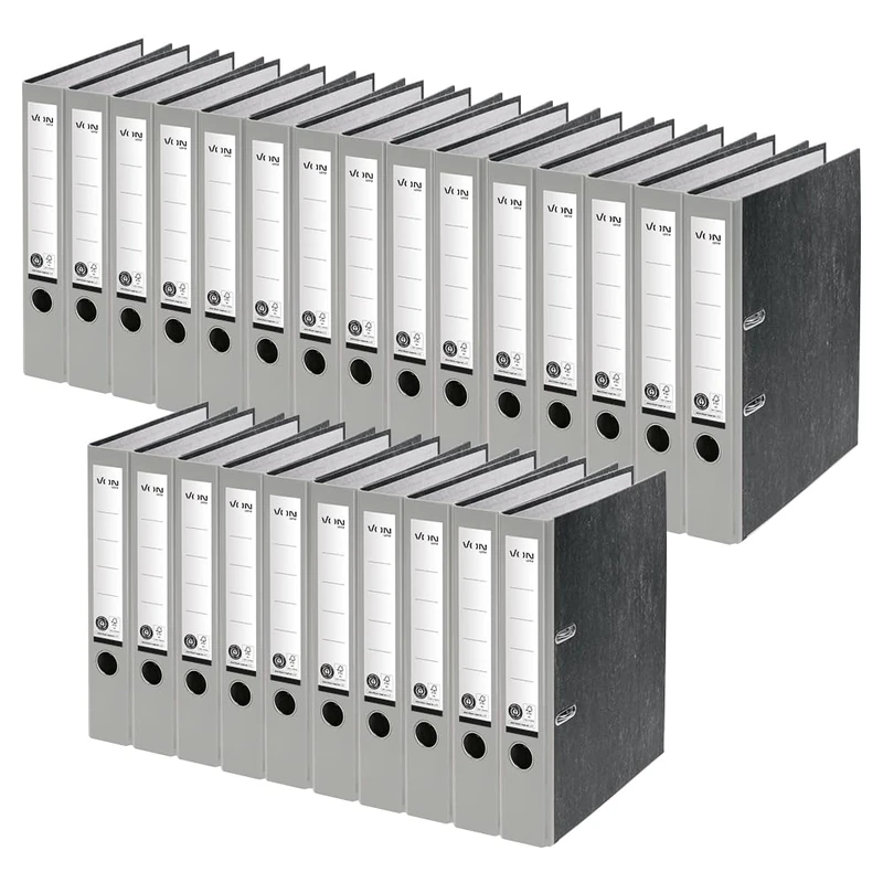 VON Leitz A4 Folder, 100% Recycled Paper, 50 mm Spine Width, for 350 Sheets, Blue Angel & FSC Certified, for School, Study & Home, Grey, 10540085