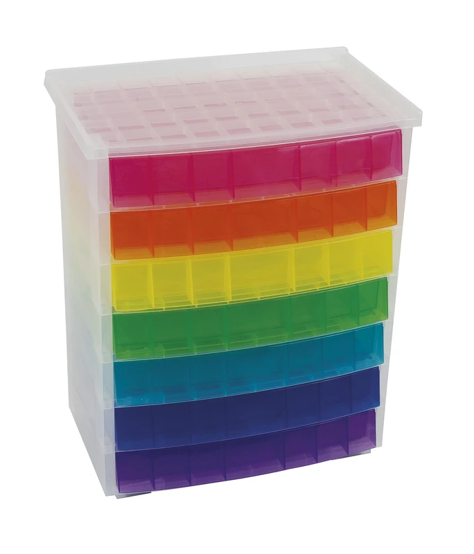 TimeTEX - Rainbow Drawer Box | 7 Colours Drawer Box Ideal for Organizing and Desk Top | Made from 100% Recyclable Polypropylene | Contents: 7 Drawers
