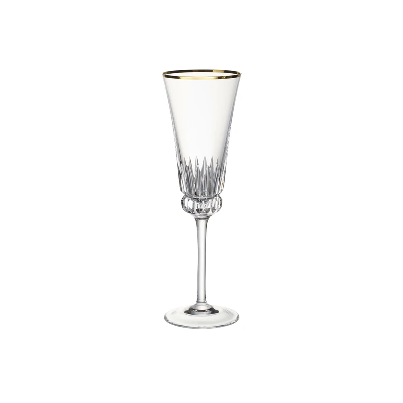 Villeroy & Boch - Grand Royal Gold Champagne Flute Set with Gold Rim, 120 ml Champagne Glasses, Crystal Glass, Clear
