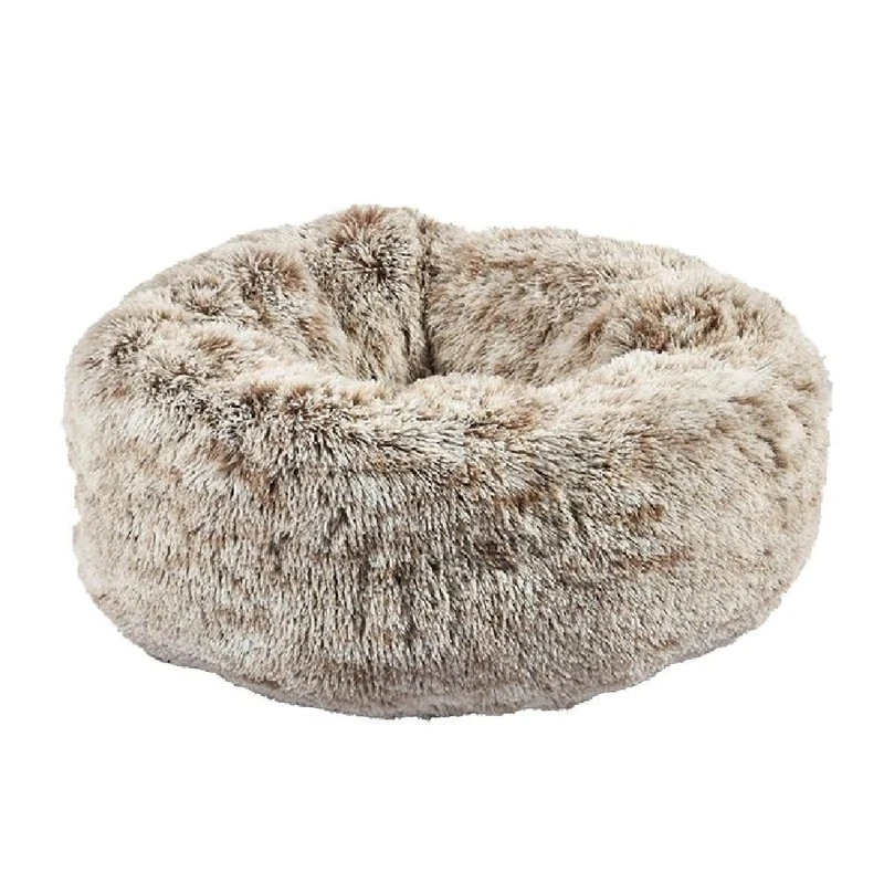 Bobby Poilu Extra Soft Plush Dog Cushion, Non-Slip Donut for Large Dogs and Cats, Removable and Machine Washable, Beige, 100 x 100 x 25 cm