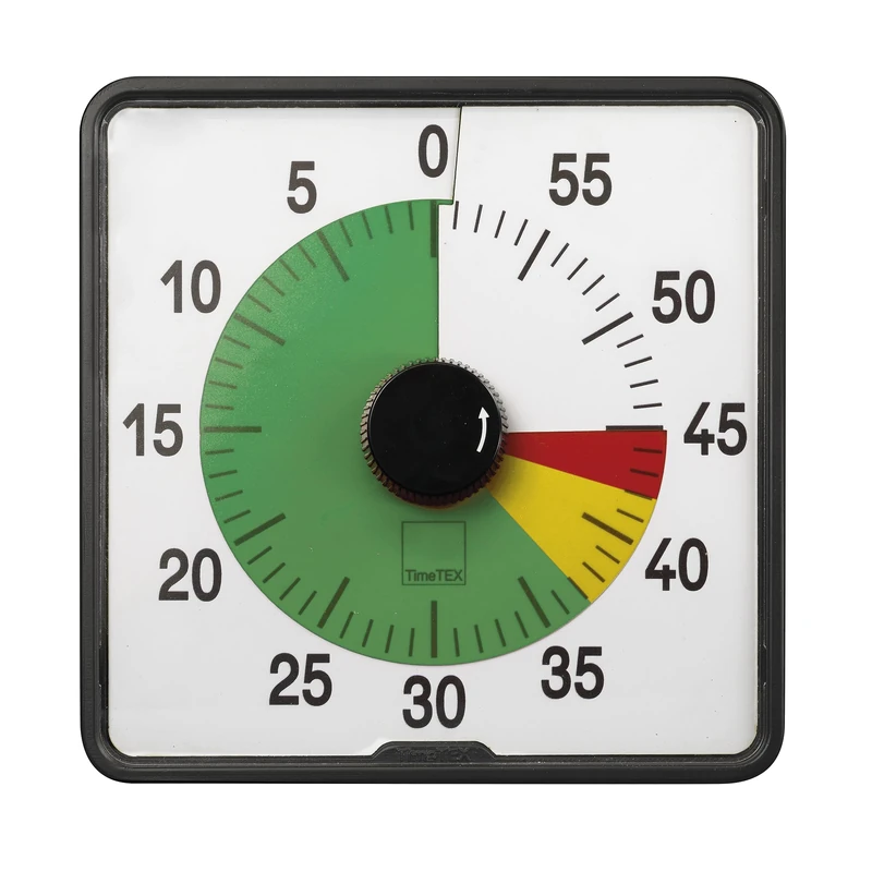 TimeTEX - Timer "Countdown" L with Traffic Light Disc | Precise Timer for Versatile Time Keeping with Practical Functions | Contents: Battery-Operated Timer in Black (Size: Approx. 20 x 20 cm)