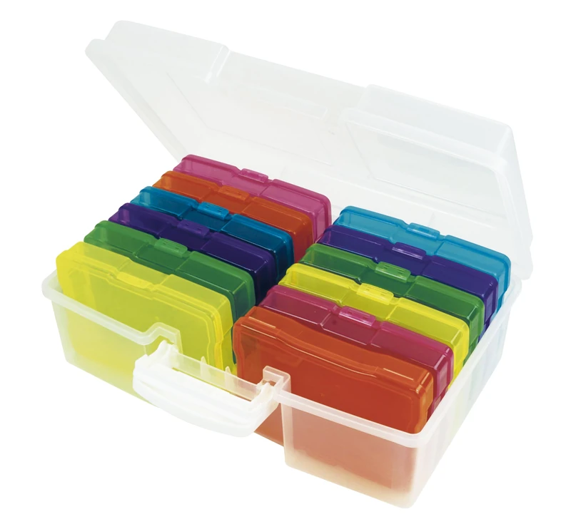TimeTEX - Colour Box Set in Case | Transparent Storage Boxes for Materials and Documents | Practical Organiser and Colour Guide System for School and Office - Image 1