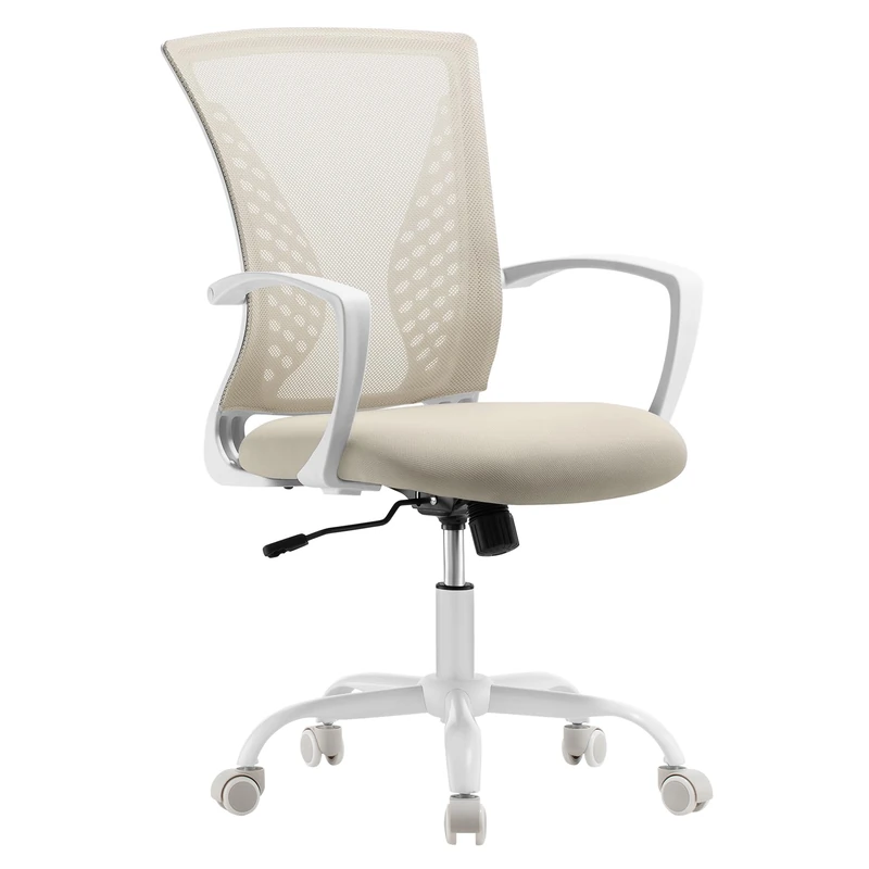 SONGMICS Office Chair, Ergonomic Mesh Computer Desk Chair with Height Adjustment, Tilt Function, Swivel, Breathable, 120 kg Capacity, Cappuccino Beige OBN022LH01