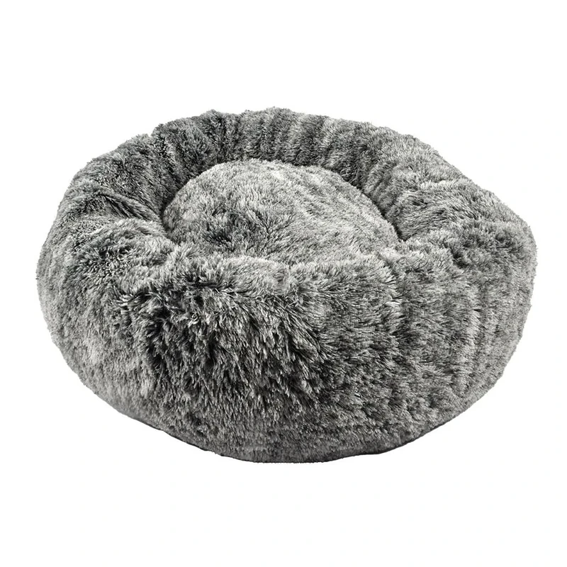 Bobby Poilu Extra Soft Plush Dog Cushion, Non-Slip Donut for Large Dogs and Cats, Removable and Machine Washable, Black, 100 x 100 x 25 cm