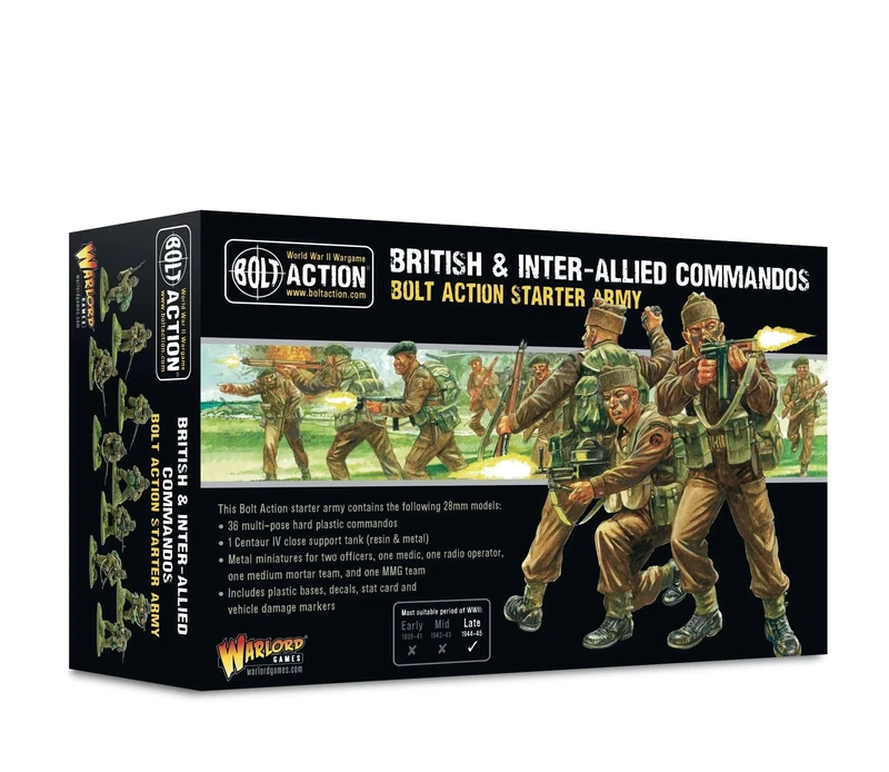 Warlord Games British & Inter-Allied Commandos Starter Army - 28mm Scale Plastic Miniatures for Bolt Action Highly Detailed World War 2 Miniatures for Table-top Wargaming
