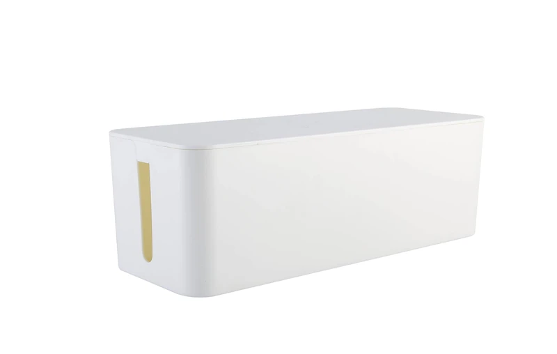 RICOO Cable Tidy Box, Z4001-W Ultimate Cable Box Organiser and Extension Lead Cover, Wire Organiser Box for Safe Cord Management, Tidy Box for Home and Office, 40,6cm x 15,6cm x 13,4cm, White