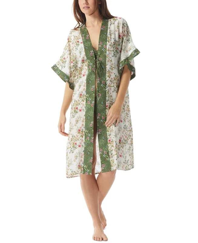 Vince Camuto Women's Printed Kimono Midi Swim Cover-Up Size Medium Multicolor