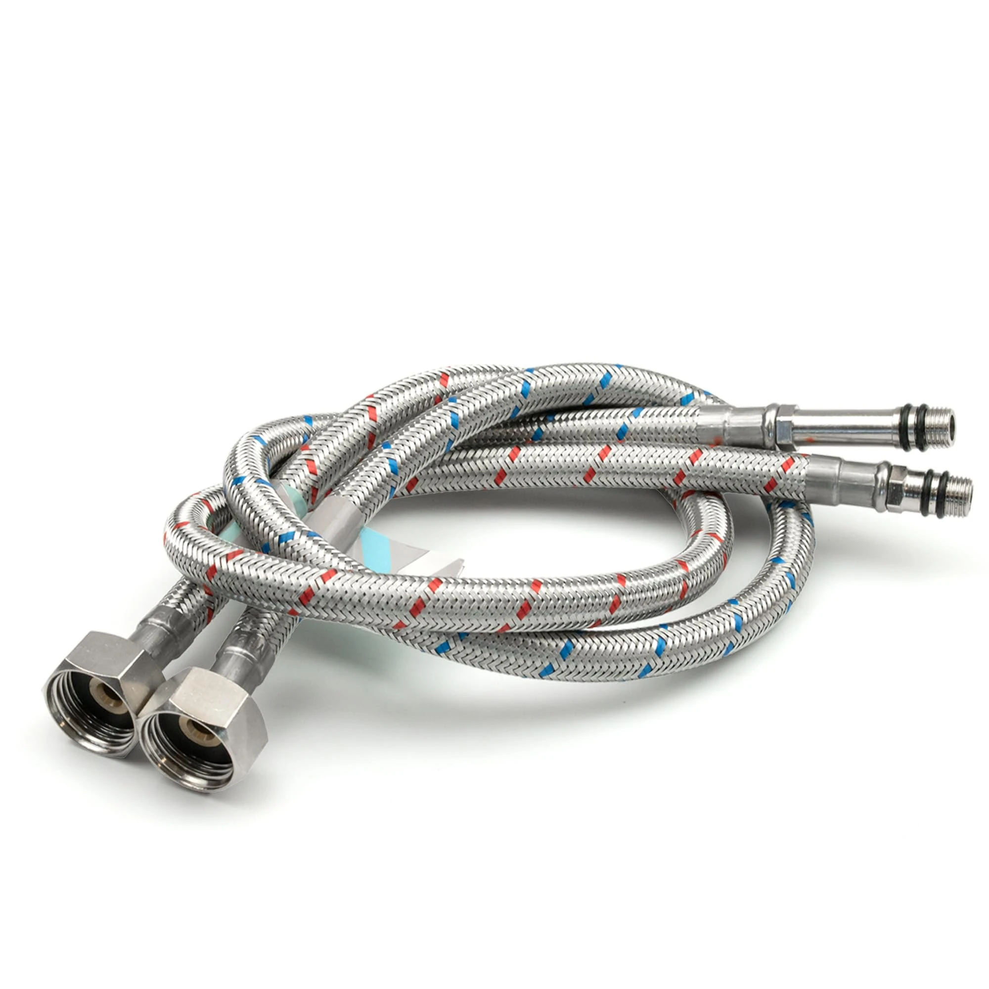 Xcel Home 2 x M10 (10mm) x 1/2 BSP Flexible Tap Connector (600mm) | Pair Braided Stainless Steel | Flexi Pipe Tails for Kitchen Sink & Bathroom Basin Monobloc Mixer DIY Replacement & Plumbing Solution